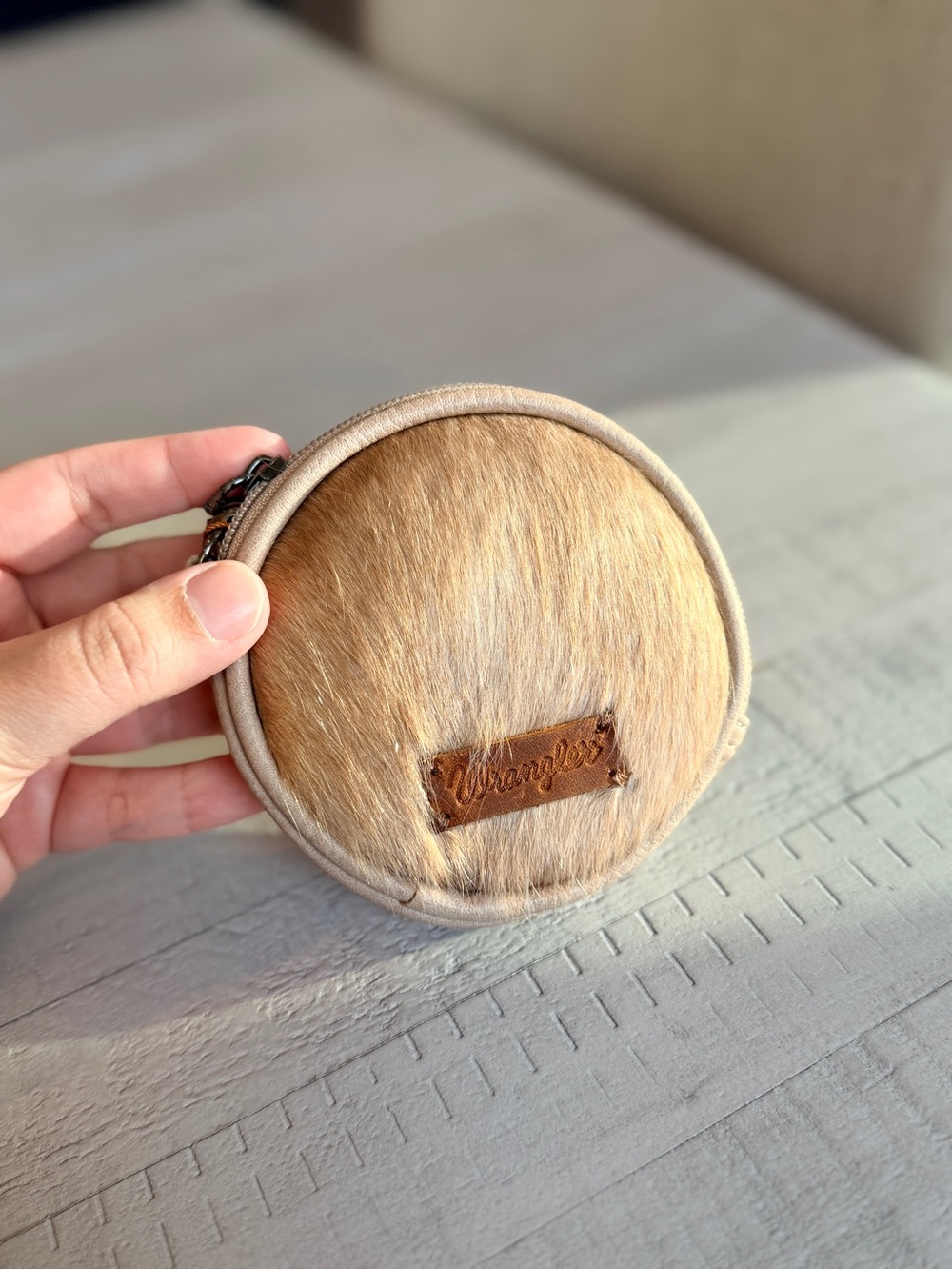Wrangler Round Cowhide Coin Pouch Bag Charm